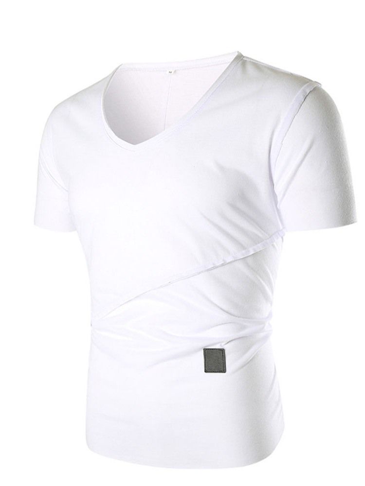 Camiseta Lisa Casual De Manga Curta Masculina