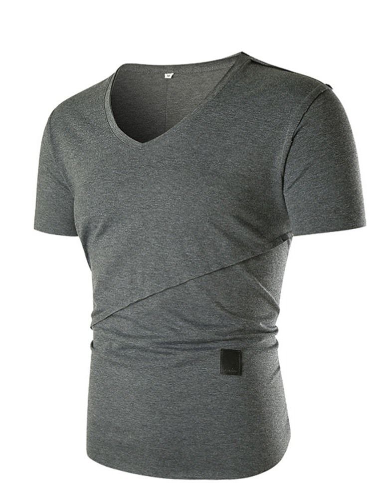Camiseta Lisa Casual De Manga Curta Masculina