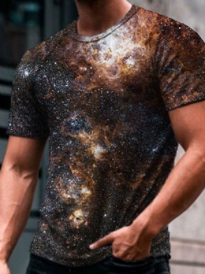 Camiseta Masculina Justa Com Estampa Casual De Decote Redondo