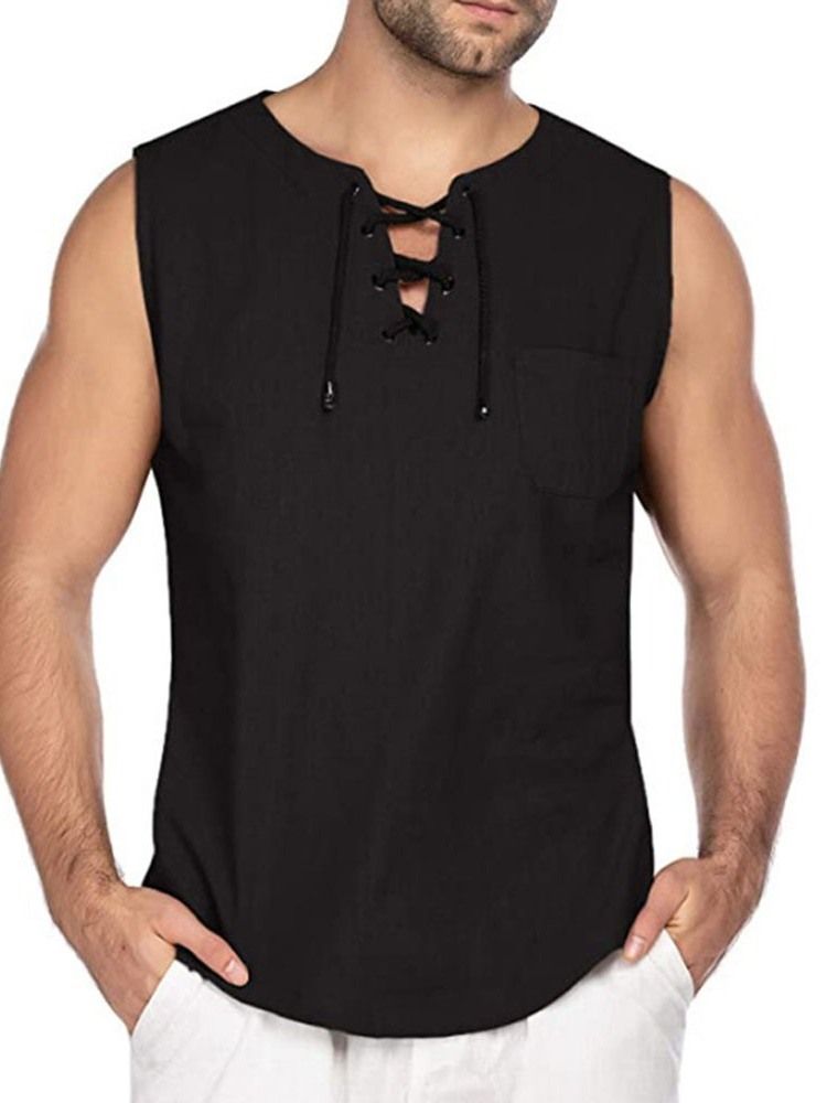 Camiseta Masculina Lisa Lisa Sem Mangas Casual