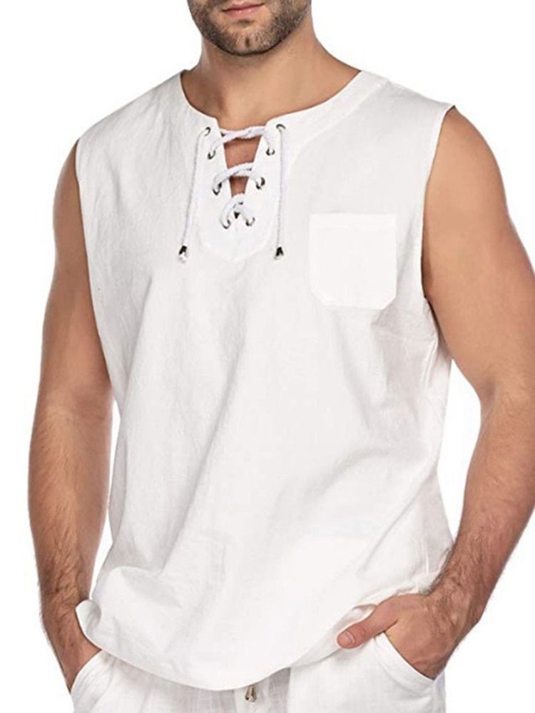 Camiseta Masculina Lisa Lisa Sem Mangas Casual