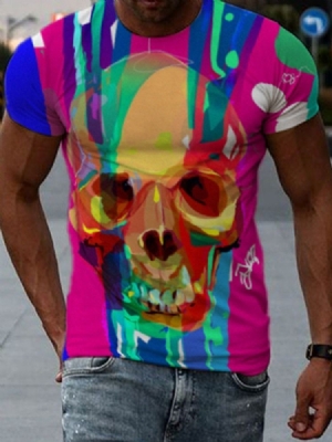 Camiseta Masculina De Manga Curta Com Estampa De Crânio