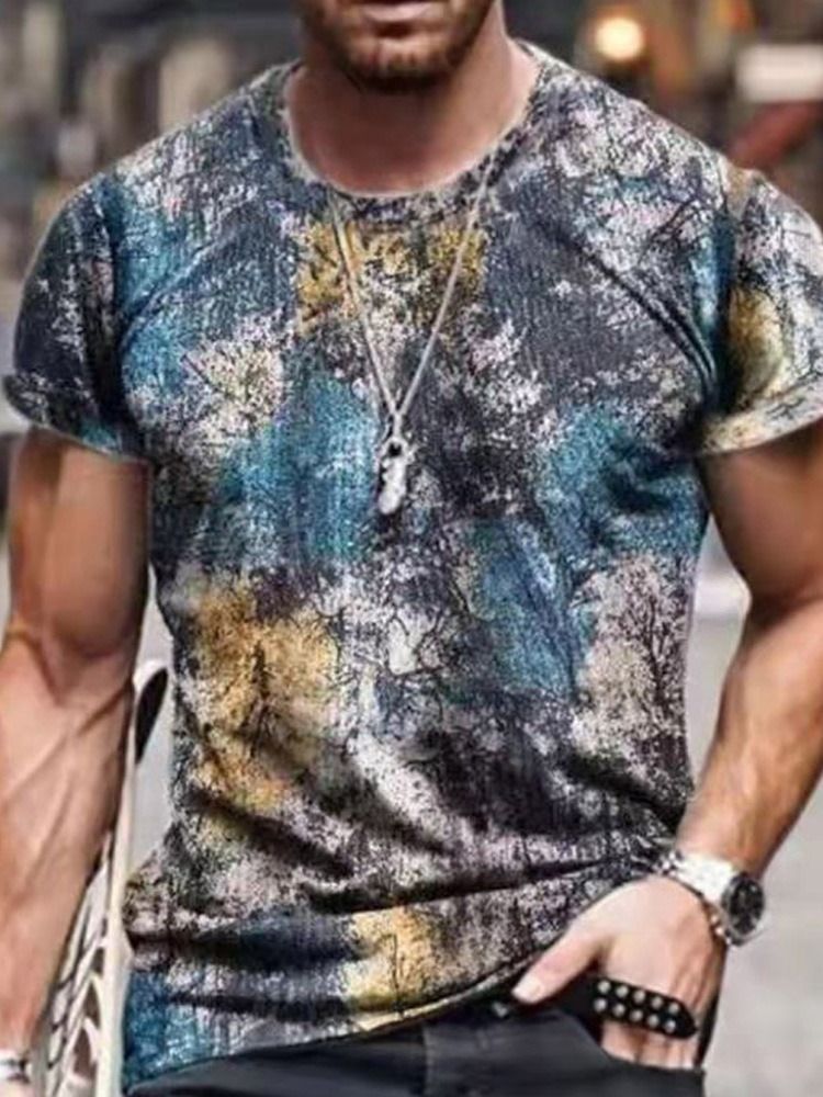 Camiseta Masculina De Manga Curta Estampada Casual