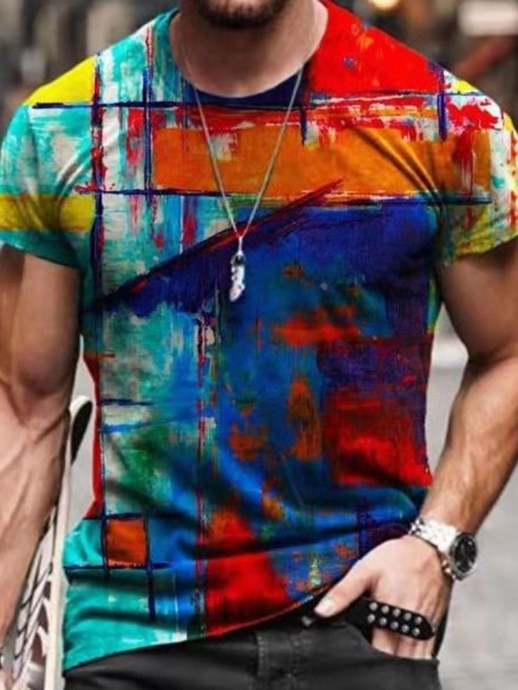 Camiseta Masculina De Manga Curta Estampada Casual