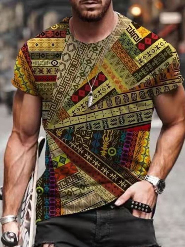 Camiseta Masculina De Manga Curta Estampada Casual