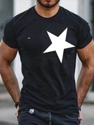 Camiseta Masculina De Manga Curta Estampada Casual