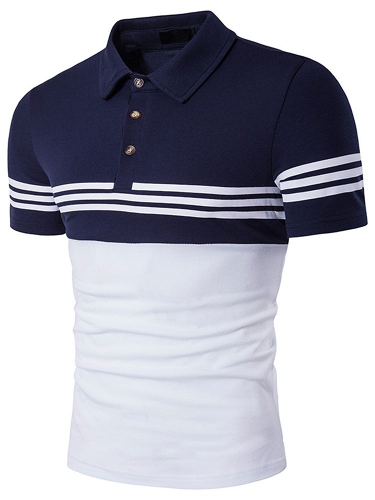 Camiseta Polo Masculina Colorida Block Stripe