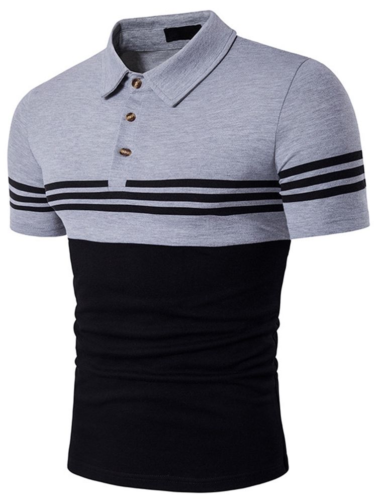 Camiseta Polo Masculina Colorida Block Stripe