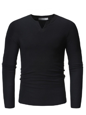 Camisetas Masculinas Lisas Com Decote Em V Esguio