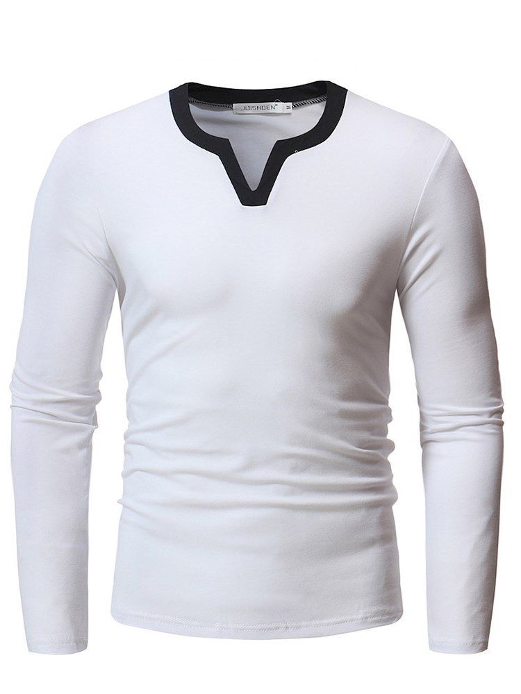 Camisetas Masculinas Lisas Com Decote Em V Esguio