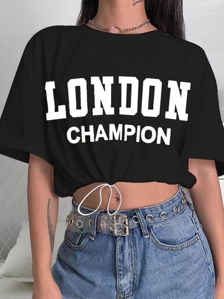 Carta Camiseta Feminina De Gola Redonda Meia Manga