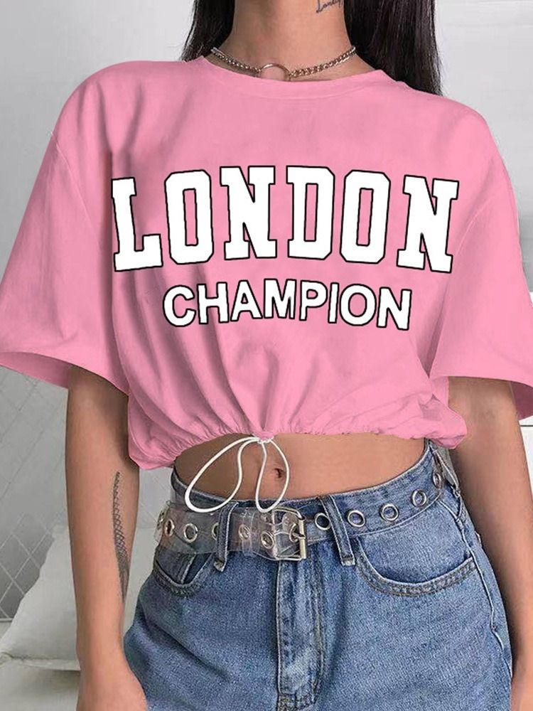 Carta Camiseta Feminina De Gola Redonda Meia Manga