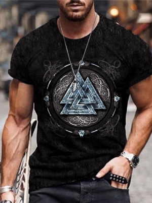 Estampa Camiseta Masculina Pulôver Slim Casual