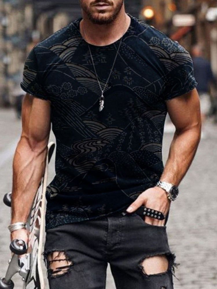 Impressão De Camiseta Masculina Slim Com Decote Redondo