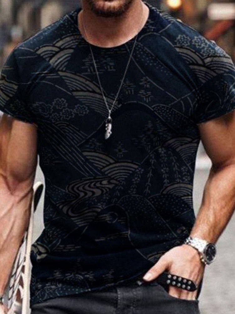 Impressão De Camiseta Masculina Slim Com Decote Redondo