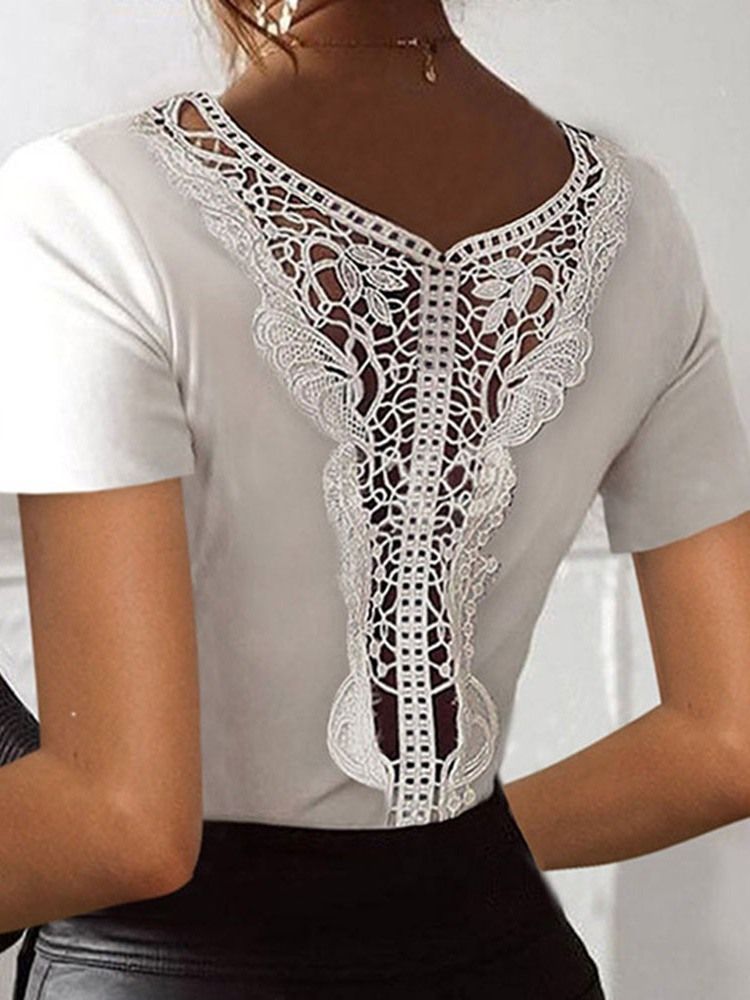 Manga Curta Padrão Simples Moda Feminina Camiseta Slim