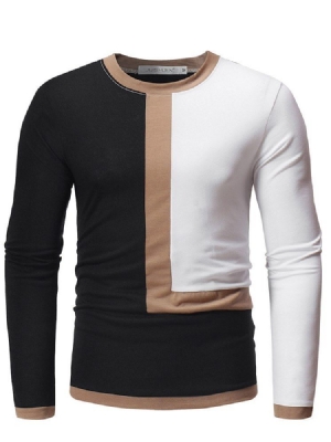 Patchwork Color Block Slim Scoop Masculino Camisetas Casual
