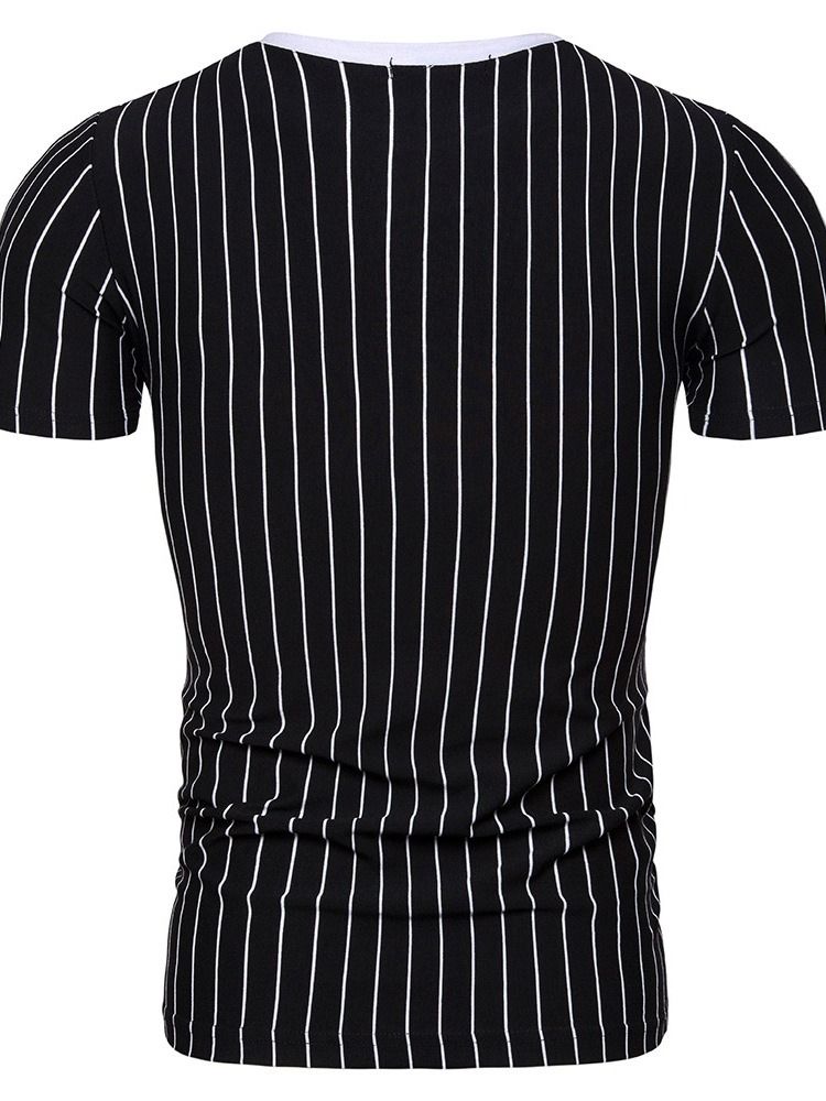 Pulôver Casual Com Gola Redonda E Bolso Camiseta Slim Masculina