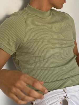 Pulôver Liso Casual Masculino Verde Slim Camiseta