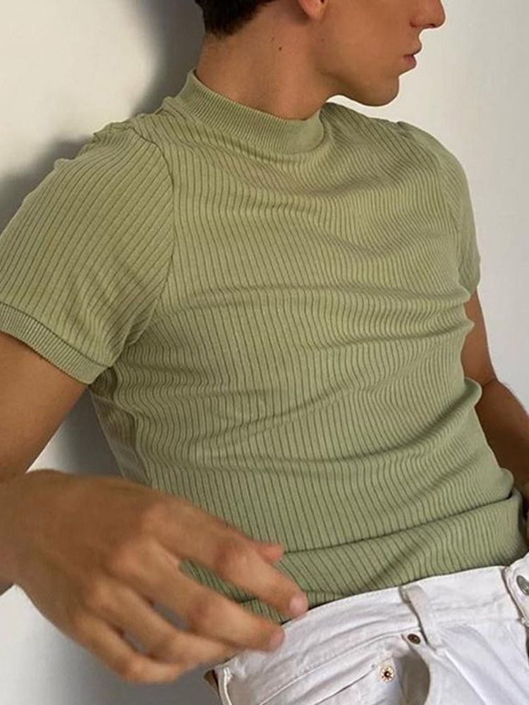 Pulôver Liso Casual Masculino Verde Slim Camiseta