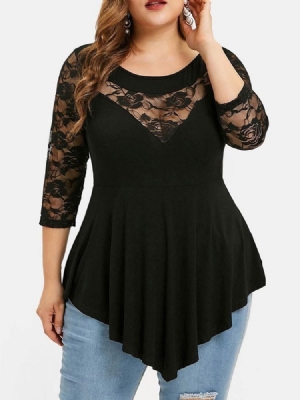 T-shirt De Comprimento Médio De Manga Três Quartos Floral Moda Feminina