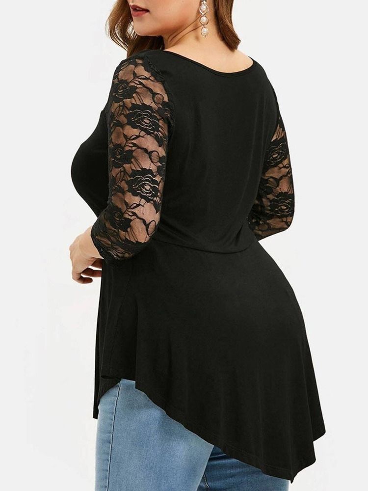 T-shirt De Comprimento Médio De Manga Três Quartos Floral Moda Feminina