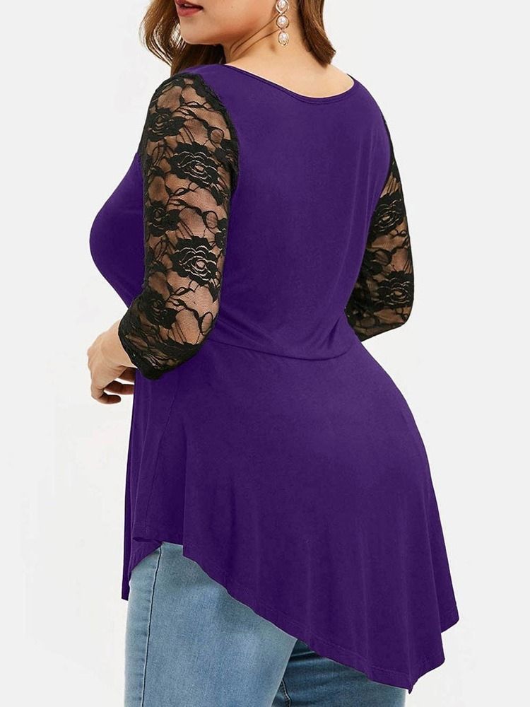 T-shirt De Comprimento Médio De Manga Três Quartos Floral Moda Feminina