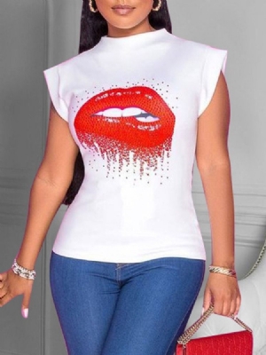T-shirt Feminina De Manga Curta Padrão Com Gola Redonda