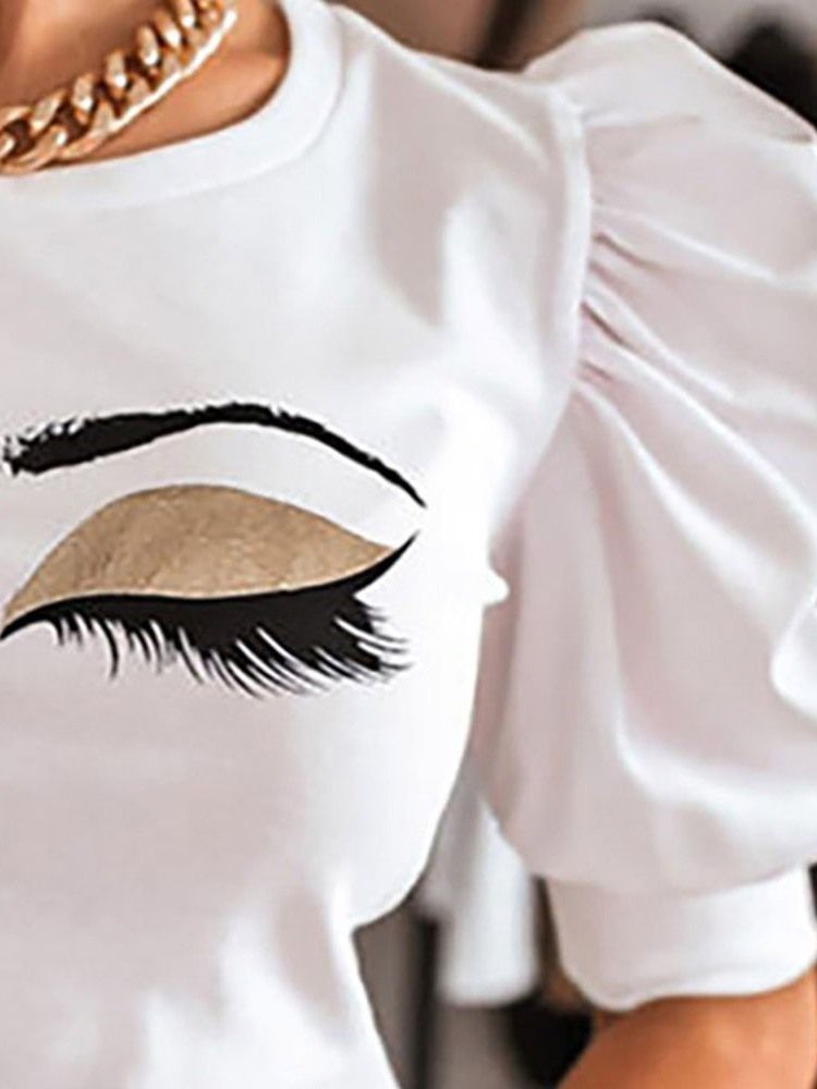 T-shirt Feminina Padrão Com Gola Redonda E Folgada