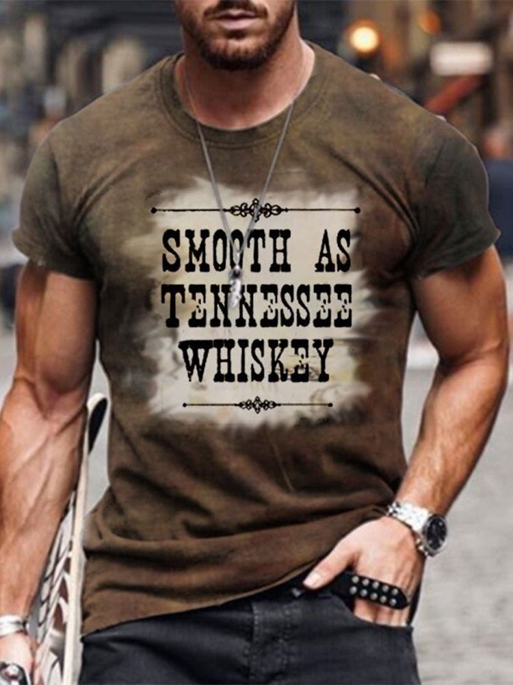 T-shirt Masculina Casual Com Estampa De Letras E Gola Redonda.