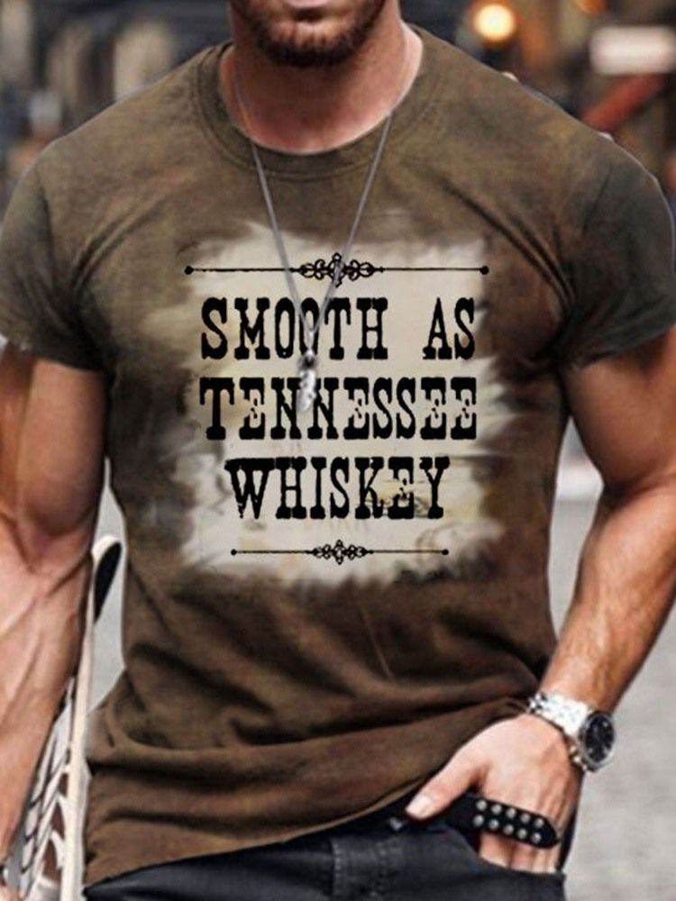 T-shirt Masculina Casual Com Estampa De Letras E Gola Redonda.