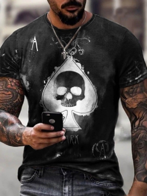 T-shirt Masculina De Caveira Com Estampa Casual Solta Pulôver