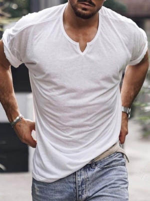 T-shirt Masculina Lisa De Gola Redonda Casual Pulôver Slim