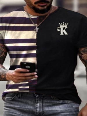 Tira Com Estampa De Gola Redonda E Pulôver Masculino Camiseta