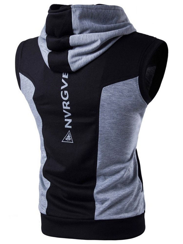Zíper Color Block Slim Manga Curta Casuais Masculinos