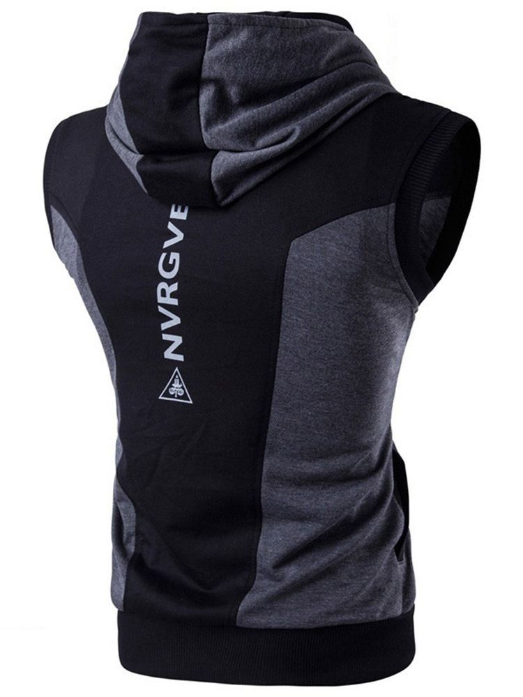 Zíper Color Block Slim Manga Curta Casuais Masculinos