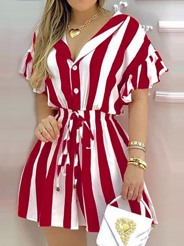Acima Do Joelho Com Botão Manga Curta Casual Bodycon Vestido Feminino