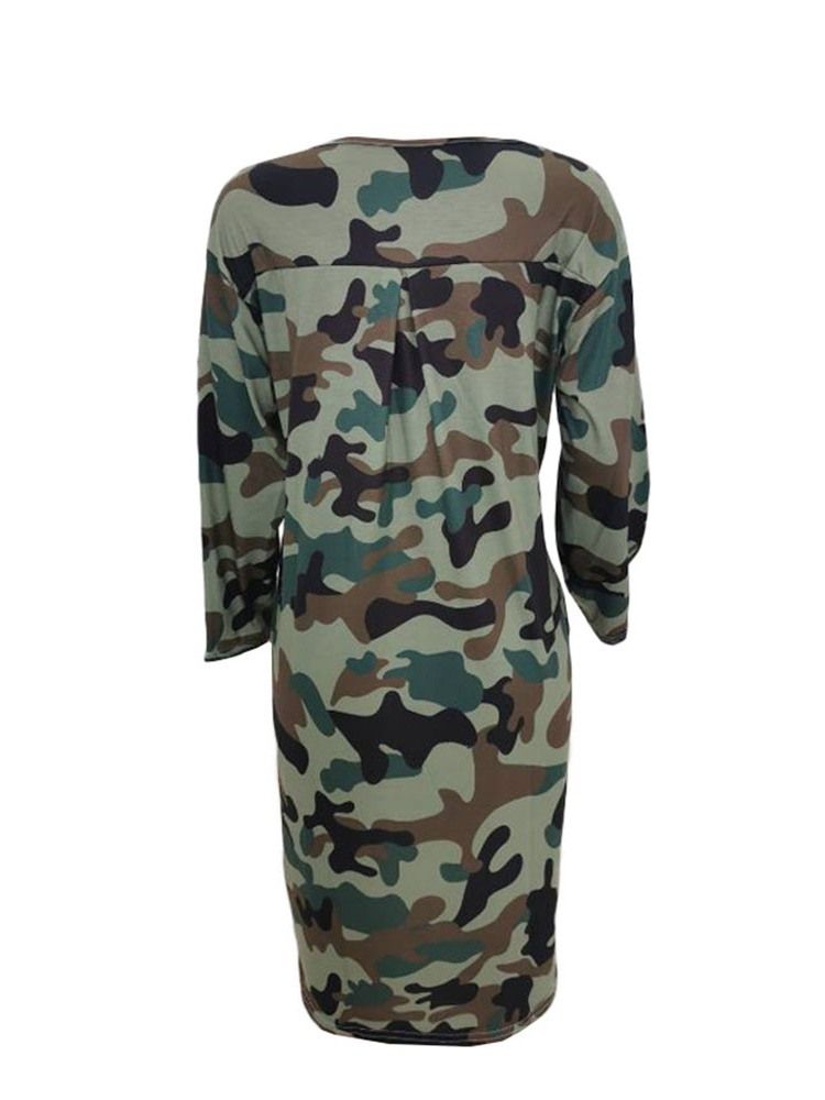 Calcinha Feminina Gola Redonda Nove Pontos Manga Vestido Casual Primavera