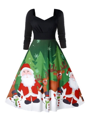 Pulôver Feminino Com Estampa De Meia Canela Manga Nove Pontos De Natal De Cintura Alta