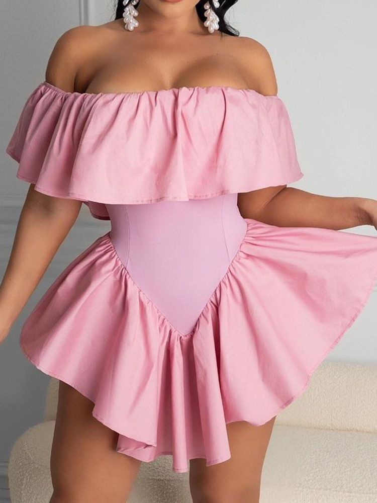Pulôver Feminino De Manga Curta Sem Ombro Assimétrico Vestido Sexy