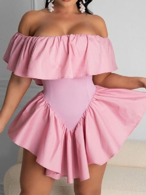 Pulôver Feminino De Manga Curta Sem Ombro Assimétrico Vestido Sexy