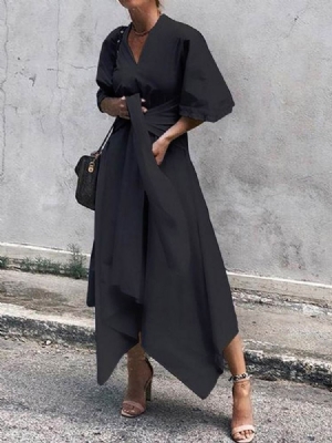 Vestido Feminino Assimétrico Com Decote Em V Até O Tornozelo Para A Noite De Verão
