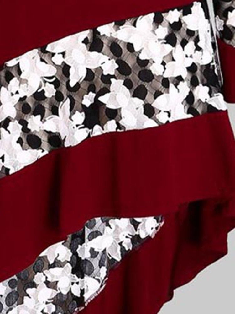 Vestido Feminino Assimétrico Patchwork Colorido Em Bloco Floral