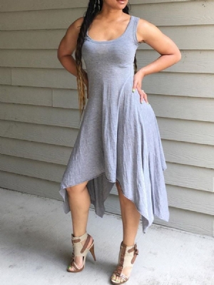 Vestido Feminino Assimétrico Sem Mangas Com Colete De Cintura Média Pulôver