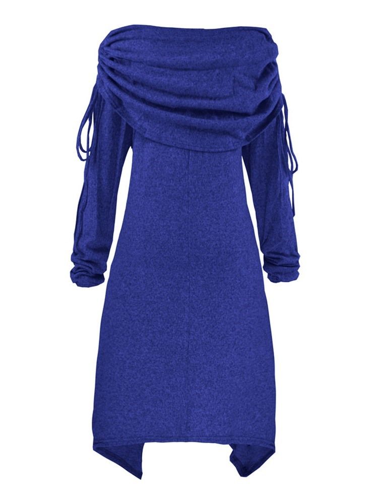 Vestido Feminino Com Cordões De Manga Comprida Sem Ombro Normal Com Ombro Frio