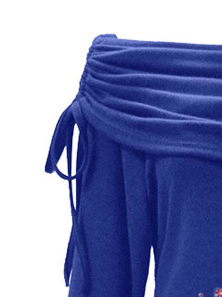 Vestido Feminino Com Cordões De Manga Comprida Sem Ombro Normal Com Ombro Frio