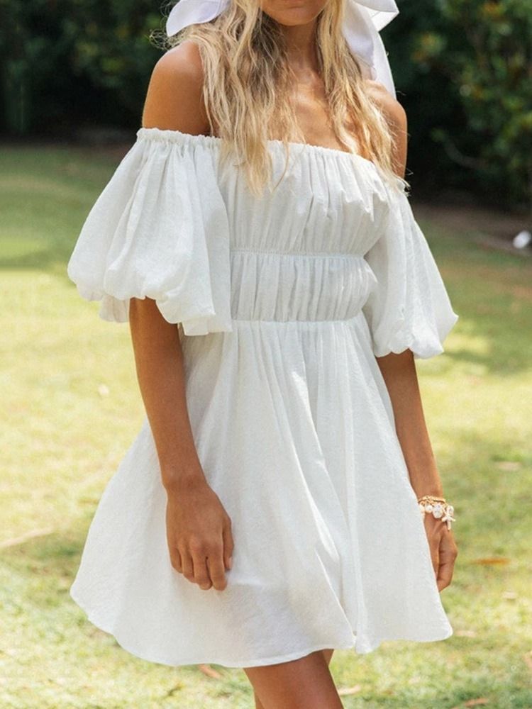 Vestido Feminino Com Manga Curta Acima Do Joelho Pulôver Doce
