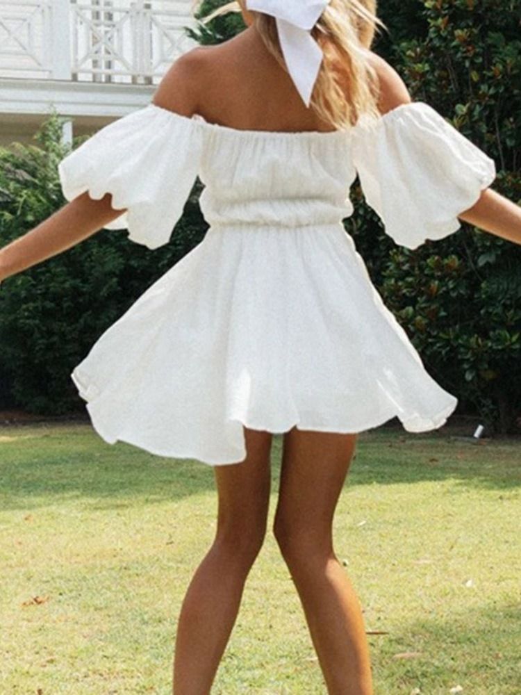 Vestido Feminino Com Manga Curta Acima Do Joelho Pulôver Doce