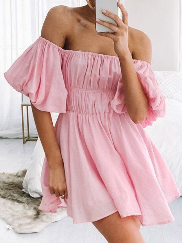 Vestido Feminino Com Manga Curta Acima Do Joelho Pulôver Doce