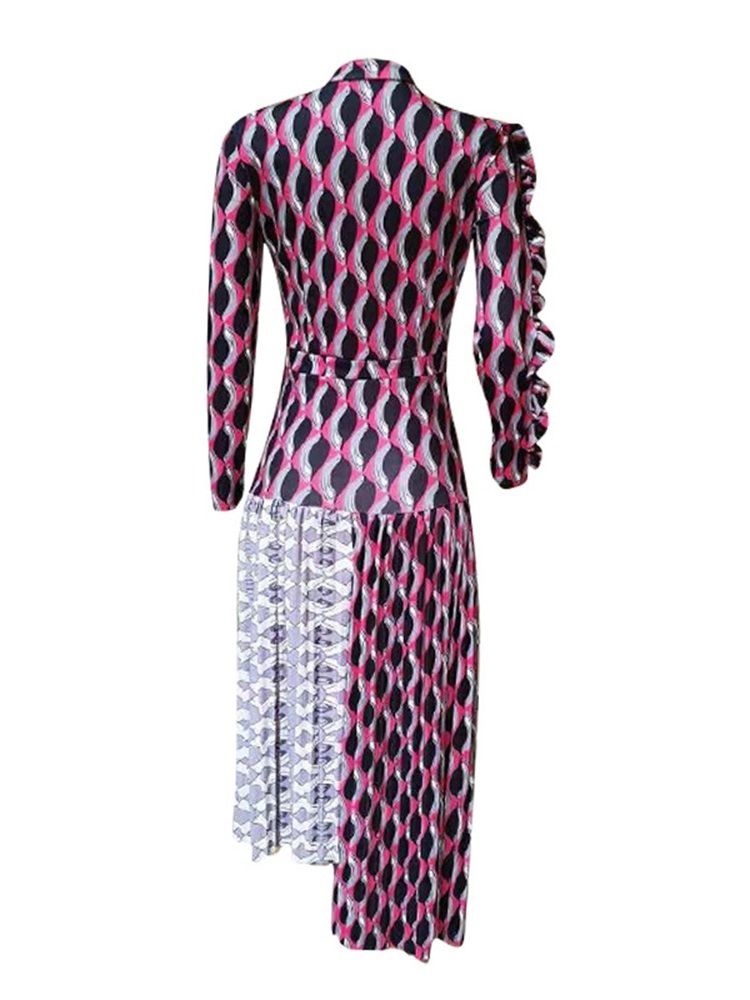 Vestido Feminino Estampado Gola Meia-canela Pulôver Colorido